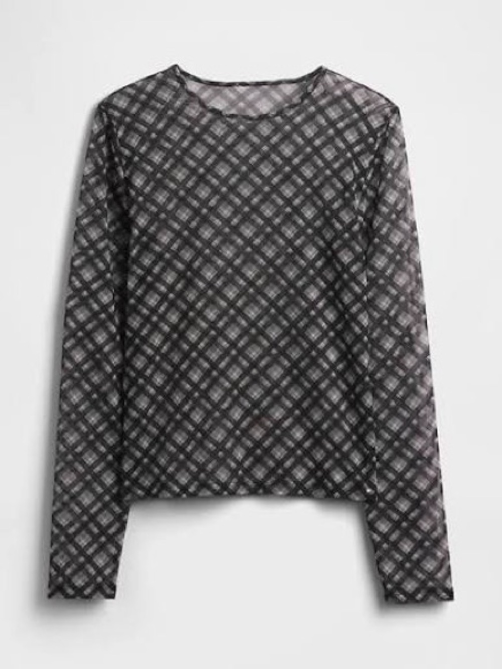 GAP Black & White Plaid MeshLong Sleeve Shirt